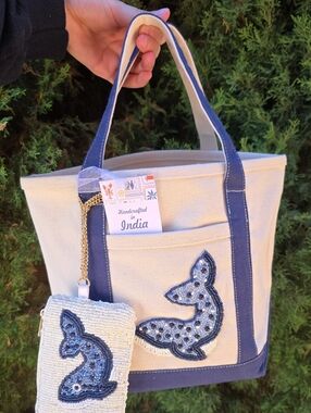 Beaded Blue Whale Tote 🐋